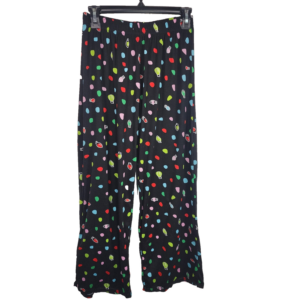 Hello Mello Womens Lounge Pants Small Medium Christmas Holiday Pajama Colorful